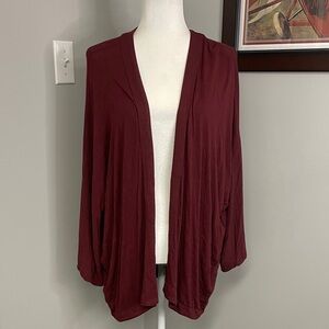 Prana Foundation seawrap cardigan cocoon shirt top maroon red size Large